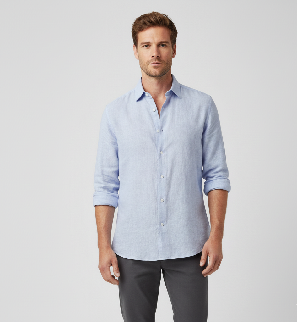 Men’s Linen-Blend Shirt — Modern Minimalist Fit