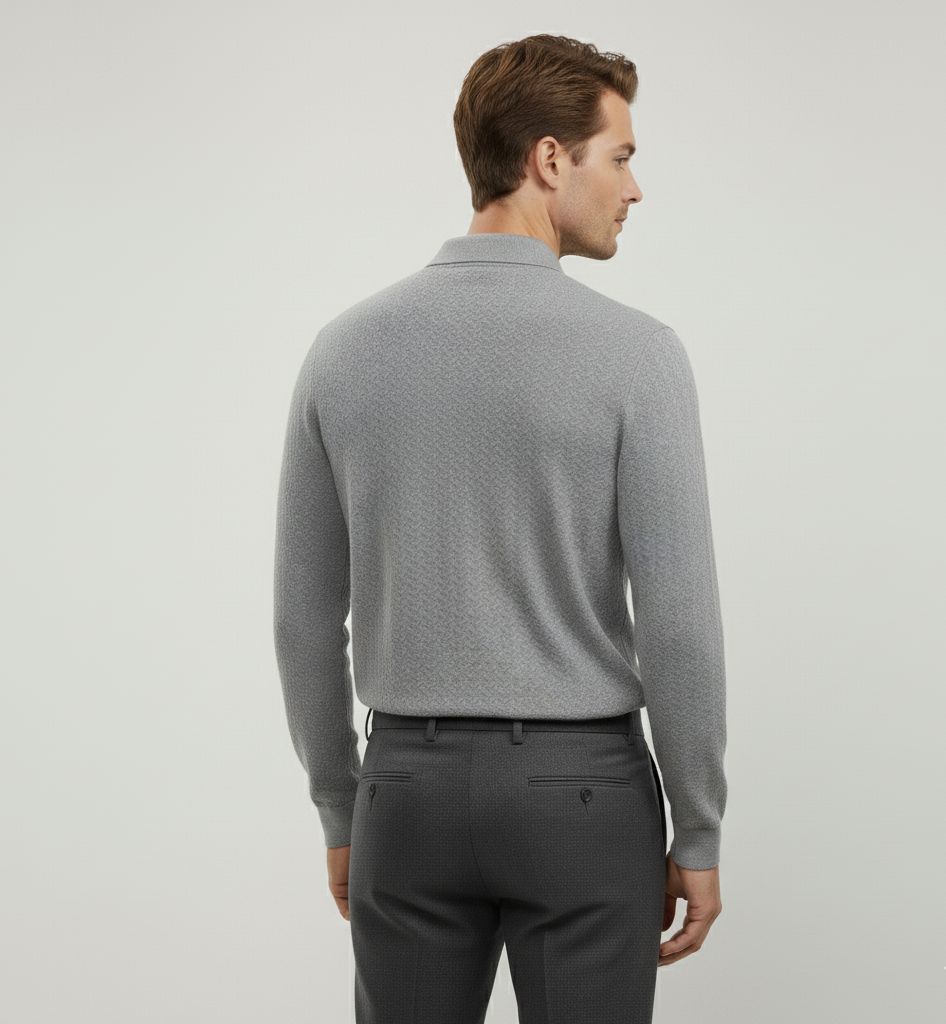 Long-Sleeve Knitted Polo Shirt