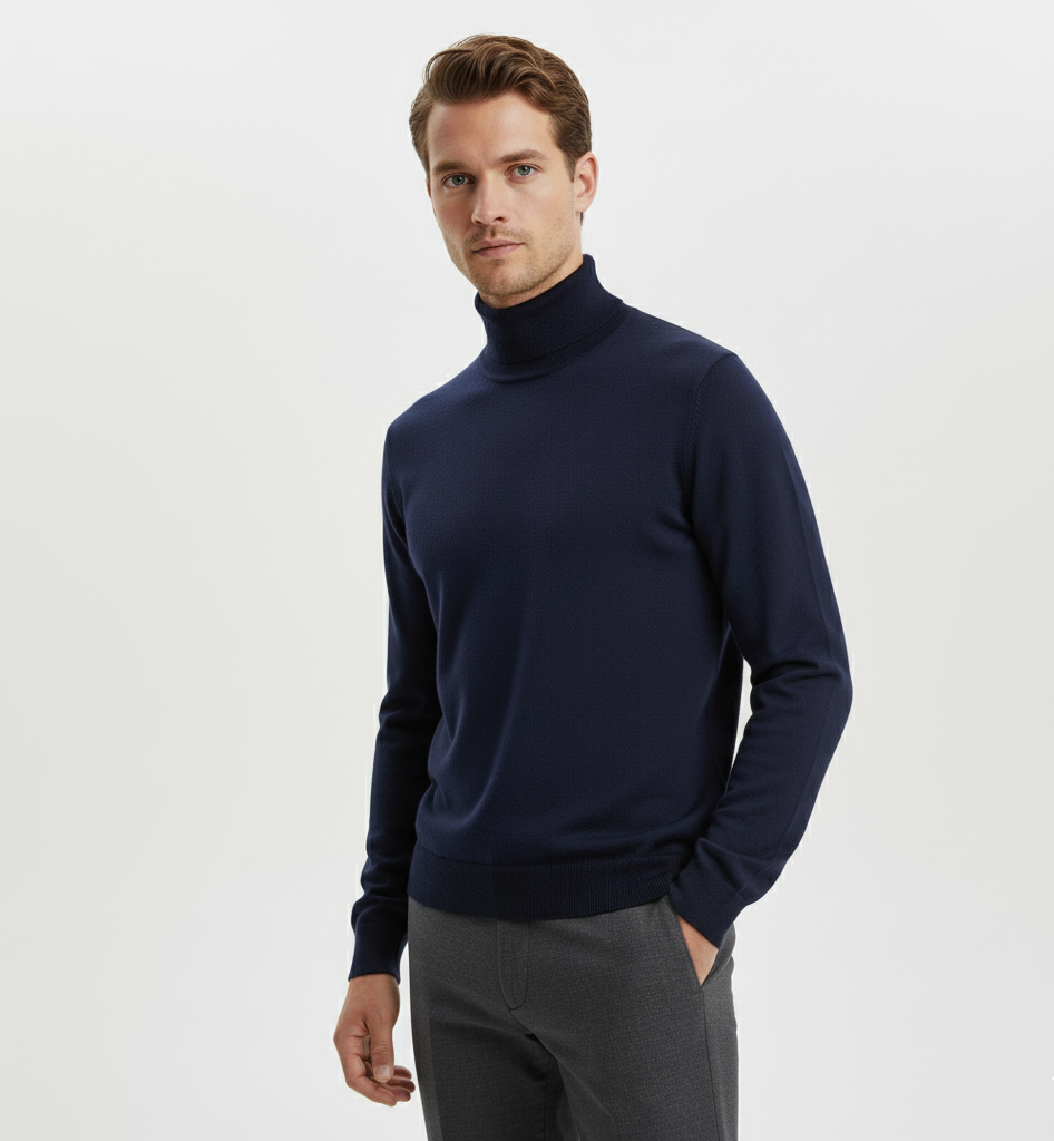Slim Fit Turtleneck Sweater in Lightweight Knit