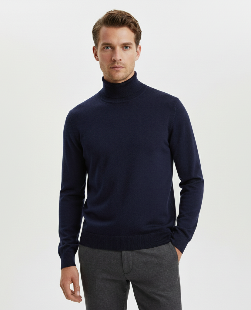 Slim Fit Turtleneck Sweater in Lightweight Knit