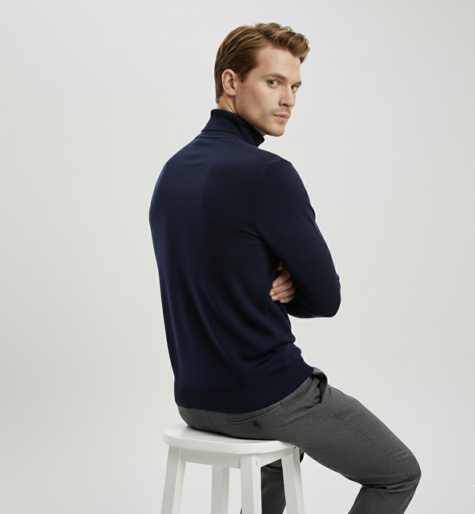 Slim Fit Turtleneck Sweater in Lightweight Knit